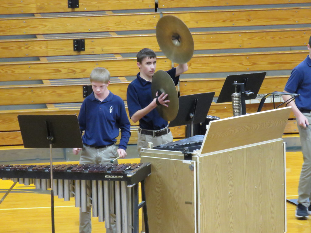 Members of the percussion section perform at Music Festival.
