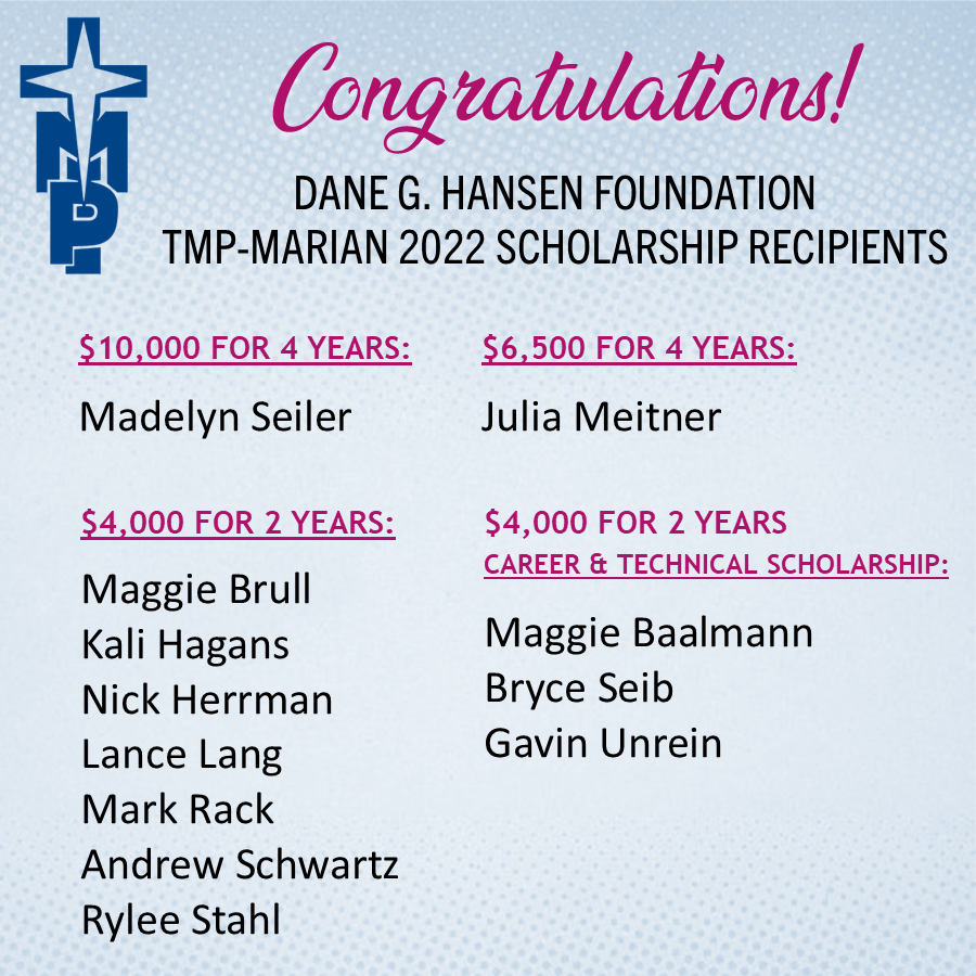 Hansen Scholarship Winners graphic 2022