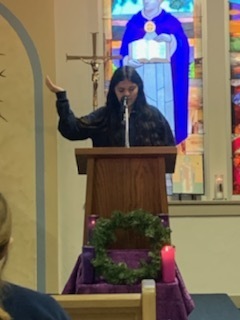 Mariana Valencia did the readings and petitions for Mass.