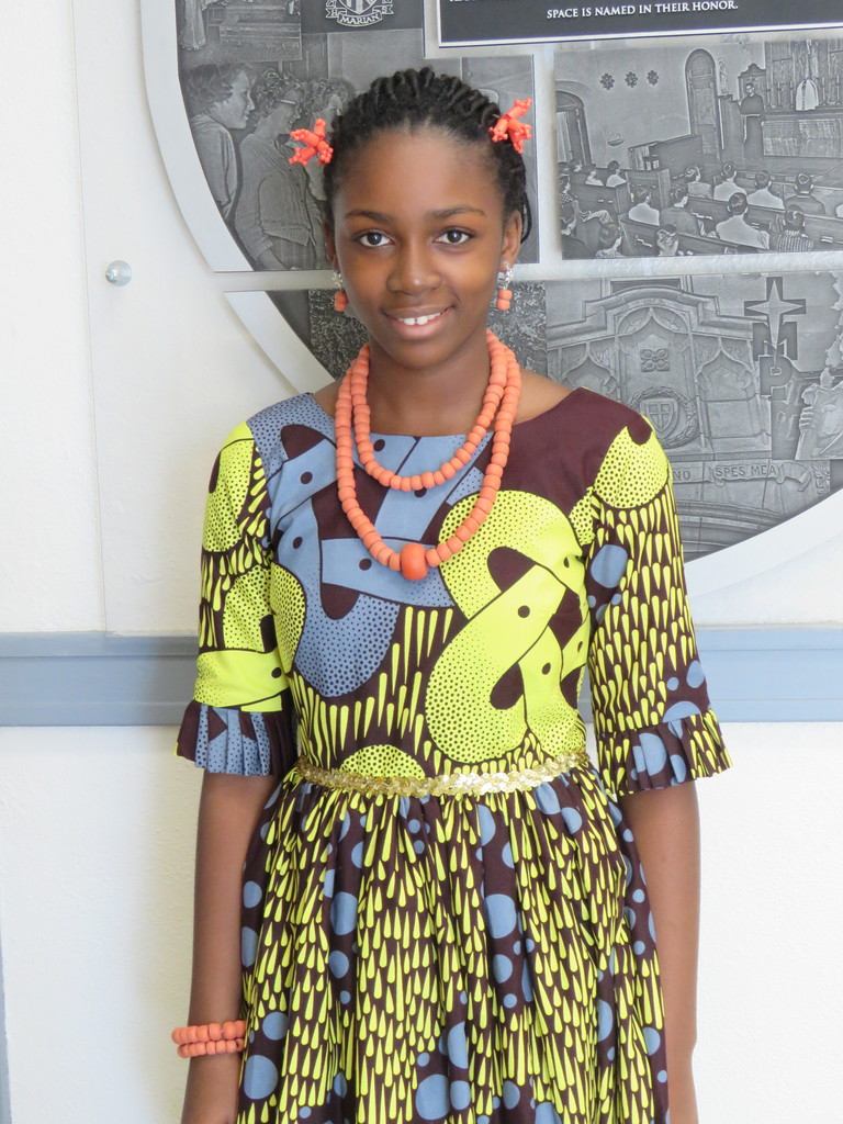 Marie wore traditional Nigerian clothing to show her peers more of her culture.