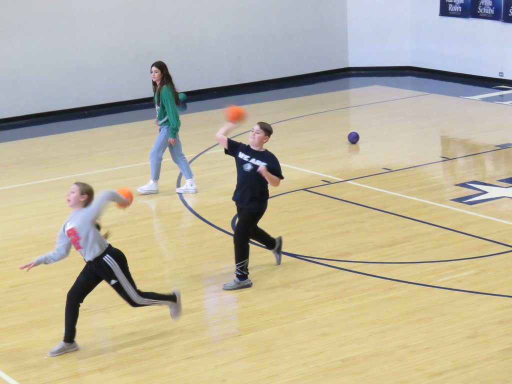Students participated in dodge ball with their teams.
