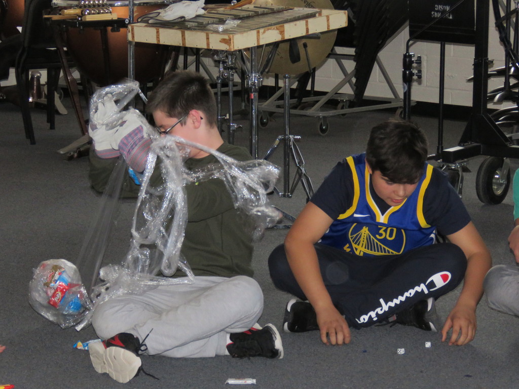 Students enjoyed unrolling a saran wrap ball and getting to keep the candy.