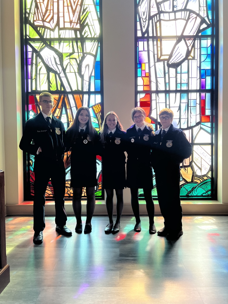 Caleb, Grace, Chloe, Ainsleigh, and Collin in the St. Isidore’s Church choir loft.